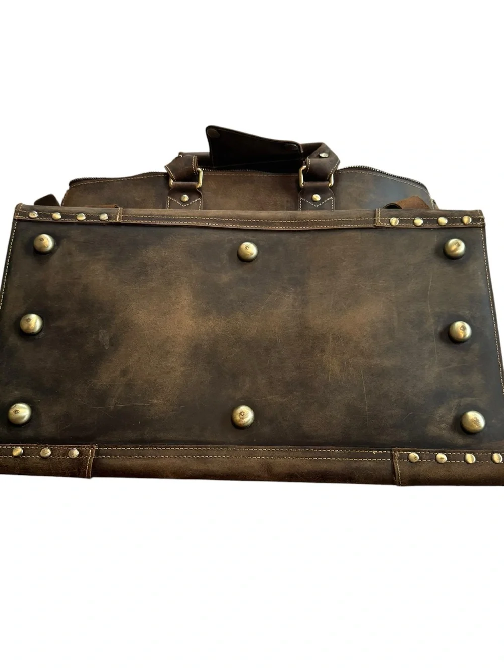 Mens Full Grain Saddle Leather Bag Briefcase – Framed Doctor Laptop Travel Bag